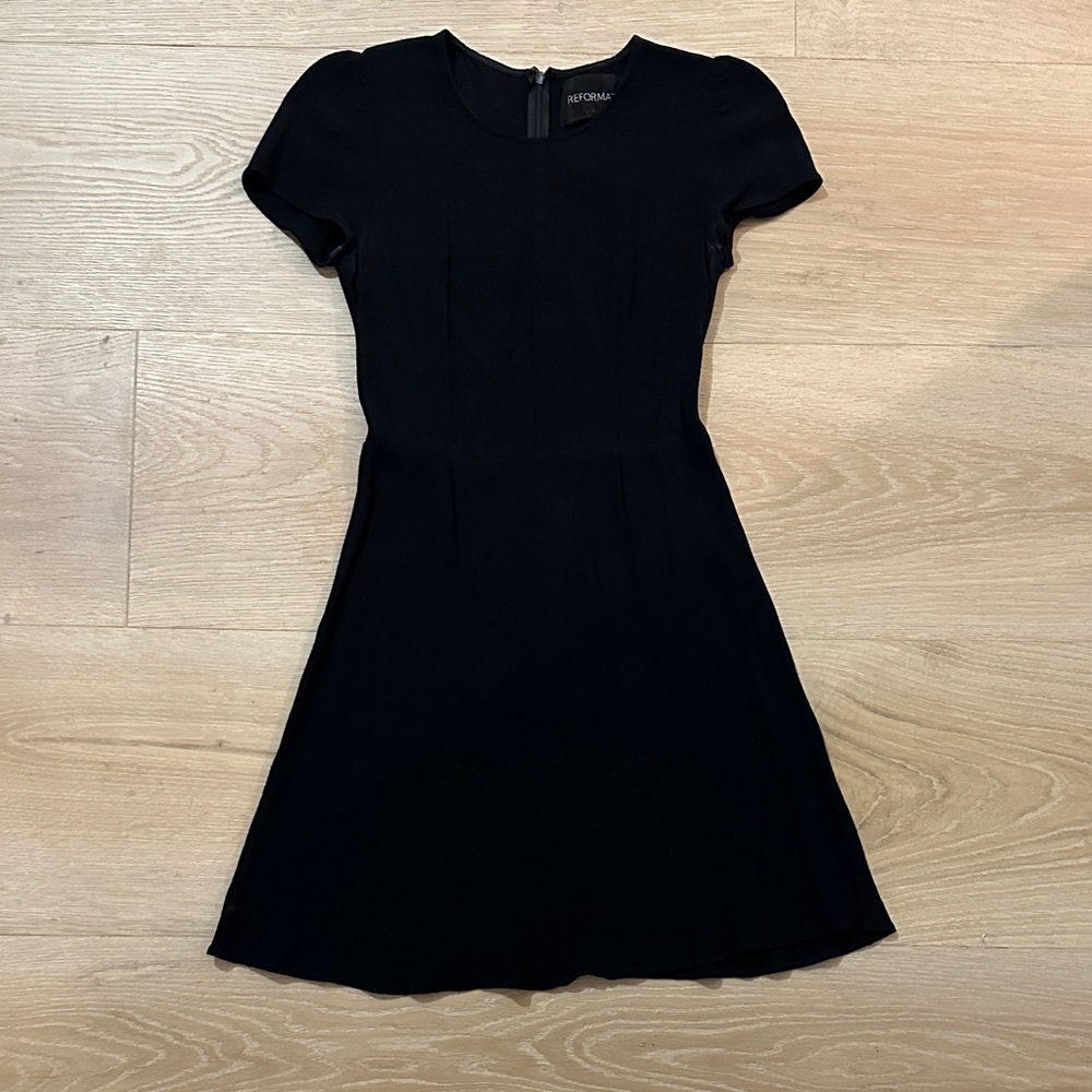 Reformation Black Mini Dress with Short Sleeves